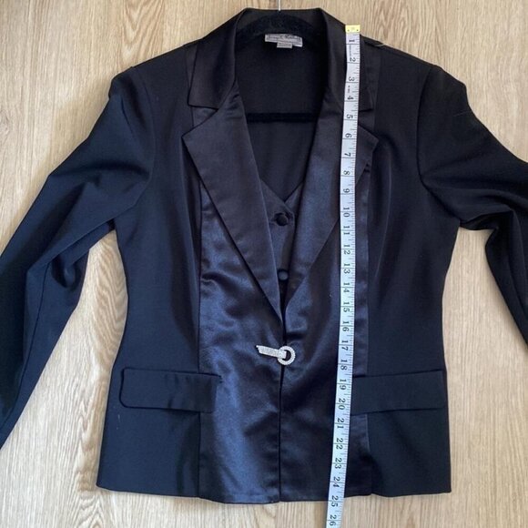 Joseph Ribkoff Whimsigoth Tuxedo Blazer Rhinestone Clasp Dark Glamour - Picture 11 of 15